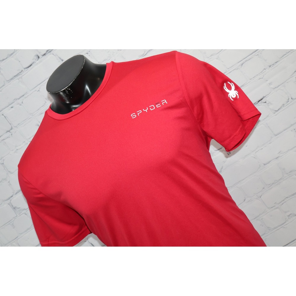Spyder Gym Shirt Mens Large Red ProWEB Short Sleeve Activewear Workout